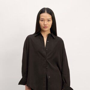 Everlane Women's Oversized Shirt in Butterlite in Black, Size Extra Small